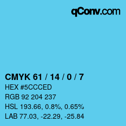 Color code: CMYK 61 / 14 / 0 / 7 | qconv.com