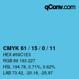 Código de color: CMYK 61 / 15 / 0 / 11 | qconv.com