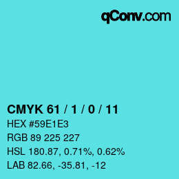 カラーコード: CMYK 61 / 1 / 0 / 11 | qconv.com