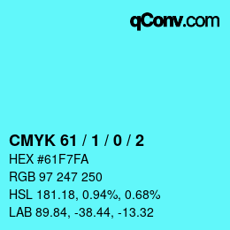 颜色代码: CMYK 61 / 1 / 0 / 2 | qconv.com