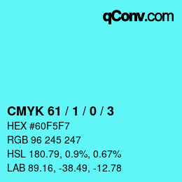 カラーコード: CMYK 61 / 1 / 0 / 3 | qconv.com