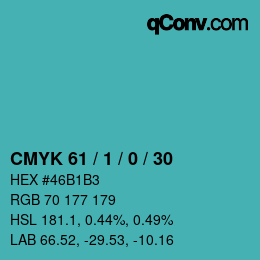 Color code: CMYK 61 / 1 / 0 / 30 | qconv.com