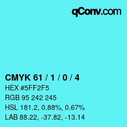 カラーコード: CMYK 61 / 1 / 0 / 4 | qconv.com