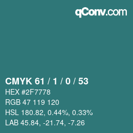 Color code: CMYK 61 / 1 / 0 / 53 | qconv.com