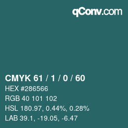 カラーコード: CMYK 61 / 1 / 0 / 60 | qconv.com