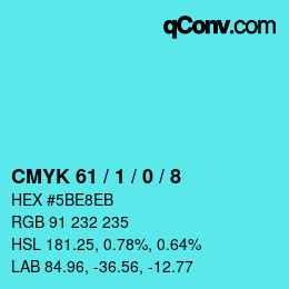 Color code: CMYK 61 / 1 / 0 / 8 | qconv.com