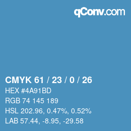 Color code: CMYK 61 / 23 / 0 / 26 | qconv.com