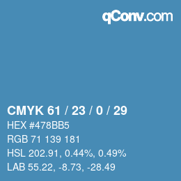 Color code: CMYK 61 / 23 / 0 / 29 | qconv.com