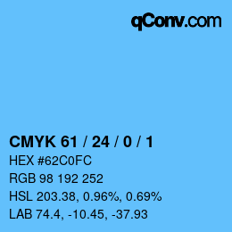颜色代码: CMYK 61 / 24 / 0 / 1 | qconv.com