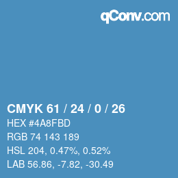 颜色代码: CMYK 61 / 24 / 0 / 26 | qconv.com