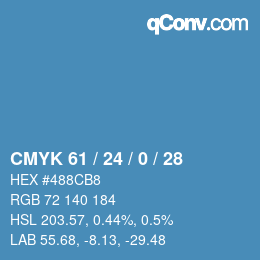 カラーコード: CMYK 61 / 24 / 0 / 28 | qconv.com