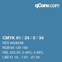 Color code: CMYK 61 / 24 / 0 / 34 | qconv.com