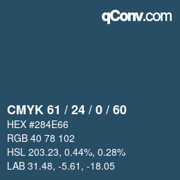 カラーコード: CMYK 61 / 24 / 0 / 60 | qconv.com