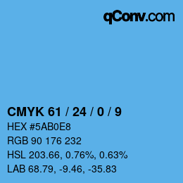 颜色代码: CMYK 61 / 24 / 0 / 9 | qconv.com