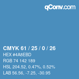 カラーコード: CMYK 61 / 25 / 0 / 26 | qconv.com