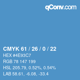 颜色代码: CMYK 61 / 26 / 0 / 22 | qconv.com