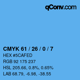 Color code: CMYK 61 / 26 / 0 / 7 | qconv.com