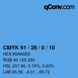 カラーコード: CMYK 61 / 28 / 0 / 10 | qconv.com