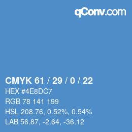 Color code: CMYK 61 / 29 / 0 / 22 | qconv.com