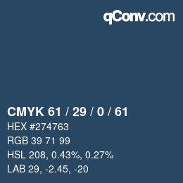 Color code: CMYK 61 / 29 / 0 / 61 | qconv.com