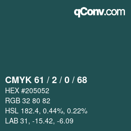Color code: CMYK 61 / 2 / 0 / 68 | qconv.com