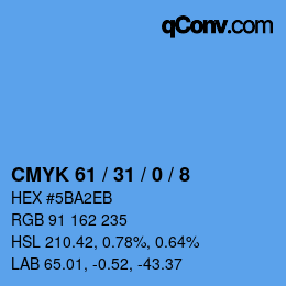 Color code: CMYK 61 / 31 / 0 / 8 | qconv.com