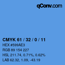 Color code: CMYK 61 / 32 / 0 / 11 | qconv.com