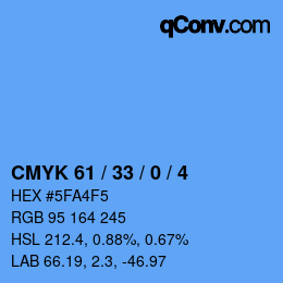Farbcode: CMYK 61 / 33 / 0 / 4 | qconv.com