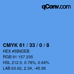Color code: CMYK 61 / 33 / 0 / 8 | qconv.com