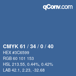 Color code: CMYK 61 / 34 / 0 / 40 | qconv.com