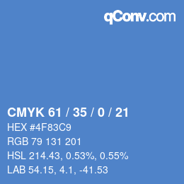颜色代码: CMYK 61 / 35 / 0 / 21 | qconv.com