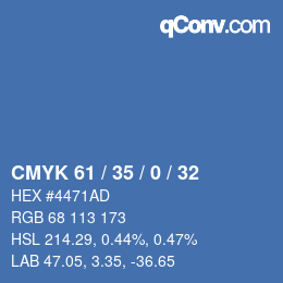颜色代码: CMYK 61 / 35 / 0 / 32 | qconv.com