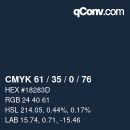 カラーコード: CMYK 61 / 35 / 0 / 76 | qconv.com