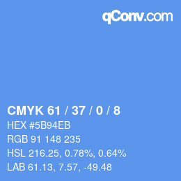カラーコード: CMYK 61 / 37 / 0 / 8 | qconv.com