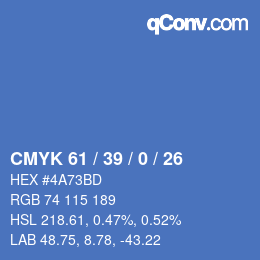 Farbcode: CMYK 61 / 39 / 0 / 26 | qconv.com