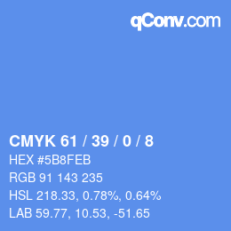 カラーコード: CMYK 61 / 39 / 0 / 8 | qconv.com