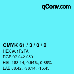 颜色代码: CMYK 61 / 3 / 0 / 2 | qconv.com