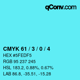 颜色代码: CMYK 61 / 3 / 0 / 4 | qconv.com