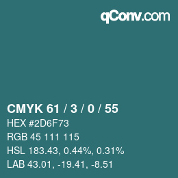 カラーコード: CMYK 61 / 3 / 0 / 55 | qconv.com