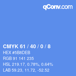 颜色代码: CMYK 61 / 40 / 0 / 8 | qconv.com
