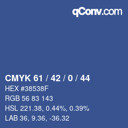 カラーコード: CMYK 61 / 42 / 0 / 44 | qconv.com