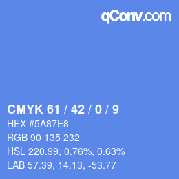 カラーコード: CMYK 61 / 42 / 0 / 9 | qconv.com