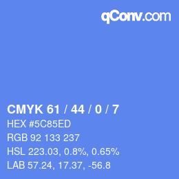 Color code: CMYK 61 / 44 / 0 / 7 | qconv.com