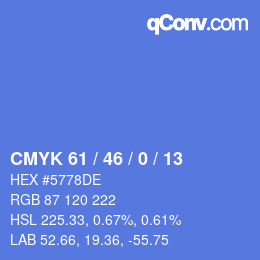颜色代码: CMYK 61 / 46 / 0 / 13 | qconv.com