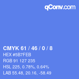 カラーコード: CMYK 61 / 46 / 0 / 8 | qconv.com