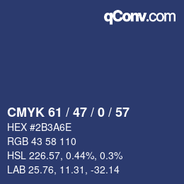 颜色代码: CMYK 61 / 47 / 0 / 57 | qconv.com