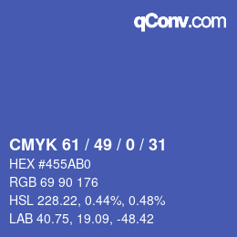 颜色代码: CMYK 61 / 49 / 0 / 31 | qconv.com