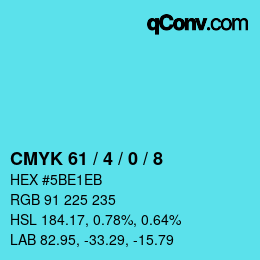 颜色代码: CMYK 61 / 4 / 0 / 8 | qconv.com