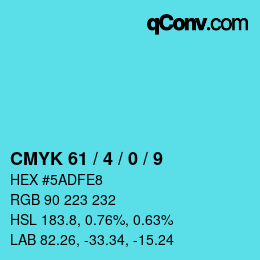 カラーコード: CMYK 61 / 4 / 0 / 9 | qconv.com