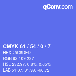颜色代码: CMYK 61 / 54 / 0 / 7 | qconv.com